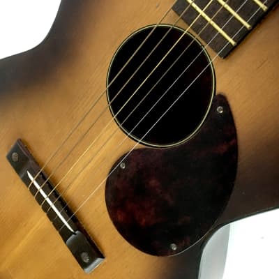 1960s Vintage Burst Solid Woods Silvertone Kay Acoustic Guitar Lacquer Finish Tortoise Binding HSC image 19
