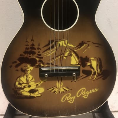 RARE VINTAGE USA COWBOY CLASSIC ~ Harmony Roy Rogers Parlor Acoustic  1950s//1960s Campfire Scene image 2