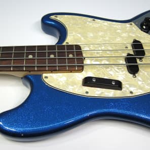 1971 Fender Mustang Bass Super Rare Blue Metal Flake Original Sparkle w MOTS Guard All Original! image 4