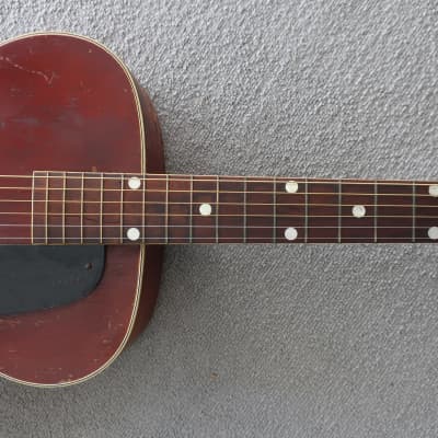 Vintage 1950 Kay Acoustic Guitar Redburst Fair Shape Worn Cracks Splits Beat Up Rare Waverly Tuners image 6
