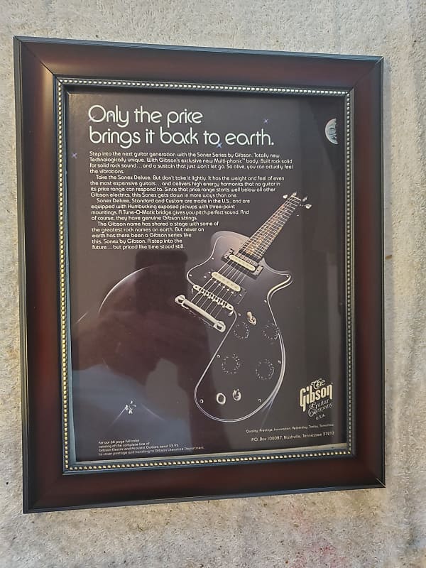 1980 Gibson Guitars Color Promotional Ad Framed Gibson Sonex Original image 1