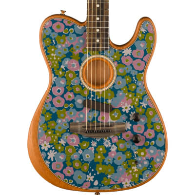 Fender FSR American Acoustasonic Telecaster Acoustic/Electric Guitar, Blue Flower for sale