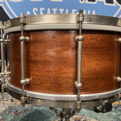 Ludwig & Ludwig 1932 - 14x6.5" No. 242. "Super Ludwig" Solid Walnut Shell Snare Drum, (Restored) 70's Throw-Off image 12