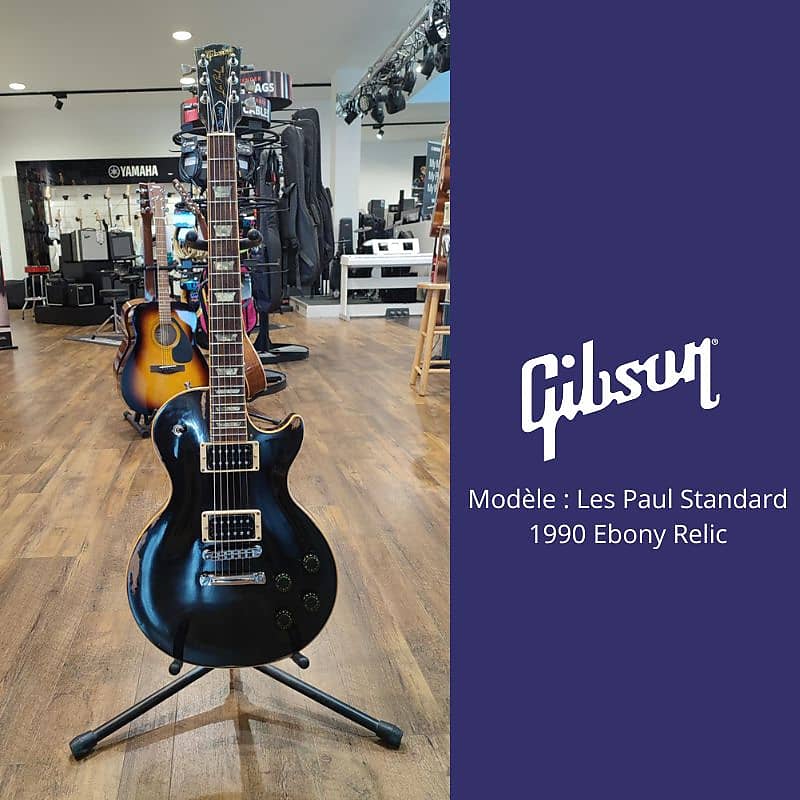 Gibson Guitare Electrique Les Paul Standard Ebony Relic 1990