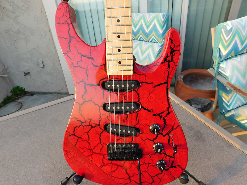 Video! Stinger by C. F. Martin & Company Super Strat- Red Crackle image 1
