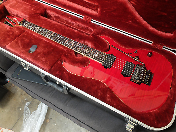 Ibanez J Custom RG8420 ZERS 2010 Scarlet Red Flame maple Vine inlay case EMG