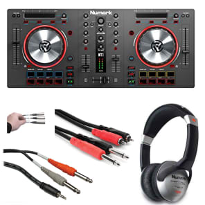 Numark Mixtrack 3 All-In-One Controller Solution With DJ Headphones + Hosa Stereo Cables image 1