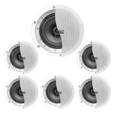 5 Core Ceiling Speakers 6.5 Inch White in Wall Mounted Speaker 6 Pieces 2 Way 20W Rated Power 88dB Sensitivity for Indoor Outdoor Whole Home Theater Surround Sound System  CL 6.5-12 2W 6PCS image 1