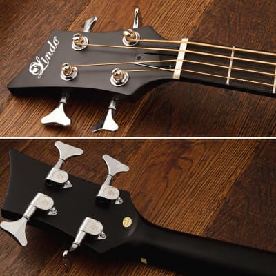 Lindo Left Handed Neptune Short Scale (30") Slim Electro Acoustic Bass Guitar + Padbag - Matte Black image 12