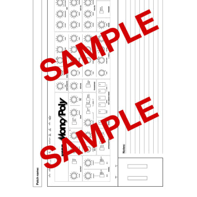 Korg (and Behringer) Mono/Poly  - Beautifully Illustrated Blank Patch Sheet PDF image 2