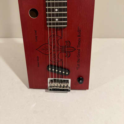 New Orleans 6 String Cigar Box Guitar #2 - Red - Stacked Humbucker - Video image 1