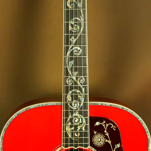Gibson SJ-200 Custom Quilt Vine Trans Cherry Acoustic Guitar J-200 image 12