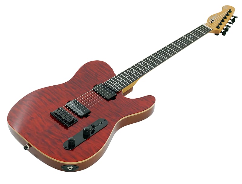 Gilmour Modern-T Hardtail HH, Transparent Red, EbonyFB | Quilted Maple Top, Roasted Neck, Black-HW imagen 1