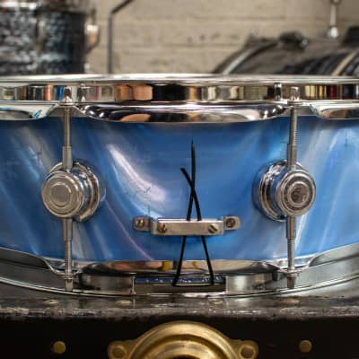 1960s Camco 5x14 Oaklawn Blue Satin Flame Snare Drum image 7
