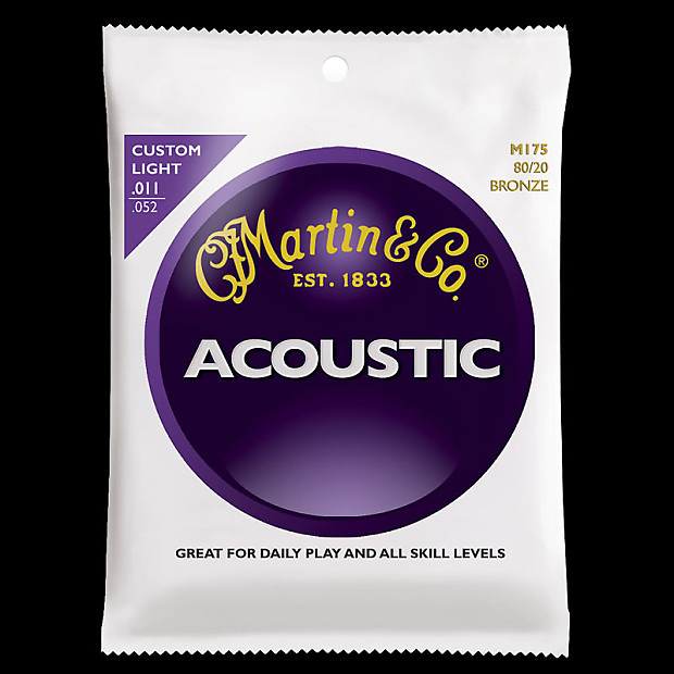 Martin M-175 Traditional 80/20 Bronze Custom Light Acoustic Strings image 1