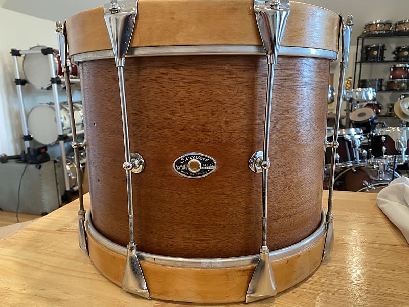 Slingerland Marching Tom  70s Mahogany shell and maple hoops image 1