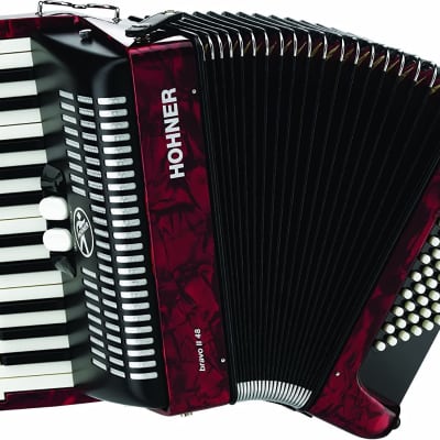 Hohner Accordions BR48R-N 26-Key Piano Accordion, 48 Bass, Red