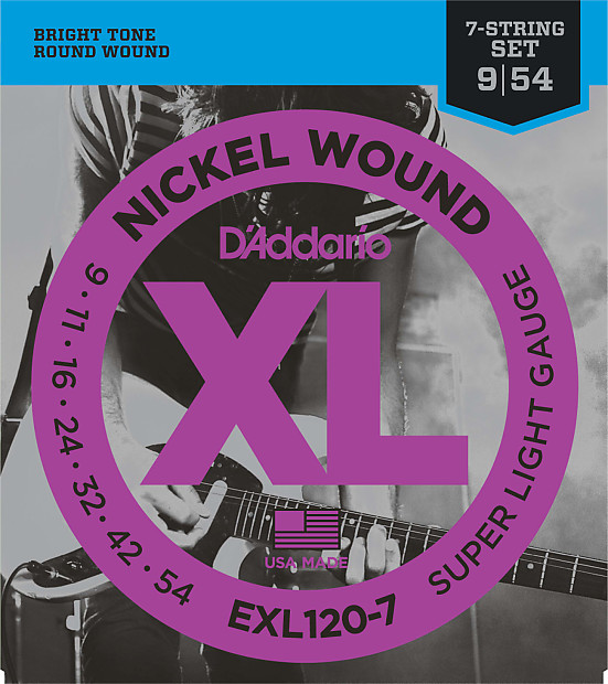 D'Addario EXL120-7 Nickel Wound 7-String Electric Guitar Strings, Super Light Gauge image 1