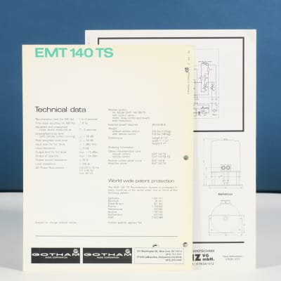 EMT 140 TS Reverberation Unit original brochure and technical information about the remote controller 140RK image 2
