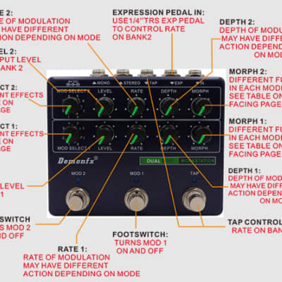 Demon Fx DemonFx Dual Mod Workstation Delay Reverb Tremolo Phaser