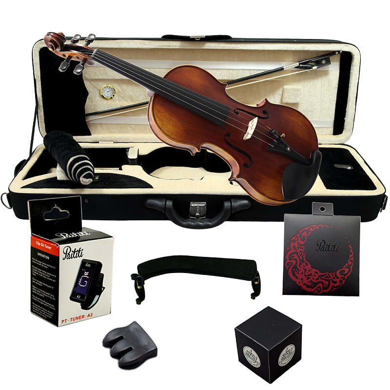 SKY 4/4 Full Size SKYVSH100 Premium Hand Carved Ebony Fitted Violin Outfit  with Case, Bow and More