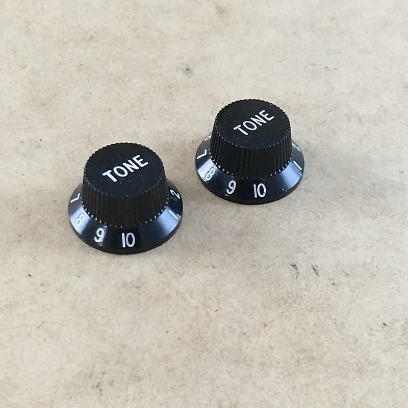 Two Custom Vintage Spec NOS Tone Black Strat Knobs Guitar Reverb   U64p6qjk5zwzewkjq3gz 