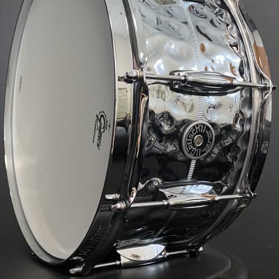 Gretsch GB4164HB 6.5x14" Brooklyn 10-lug Snare Drum - Hammered Chrome Over Brass image 6