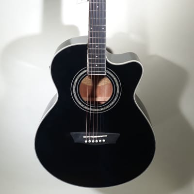 Washburn  EA12B-A Acoustic/Electric Guitar Glossy Black Finish image 1