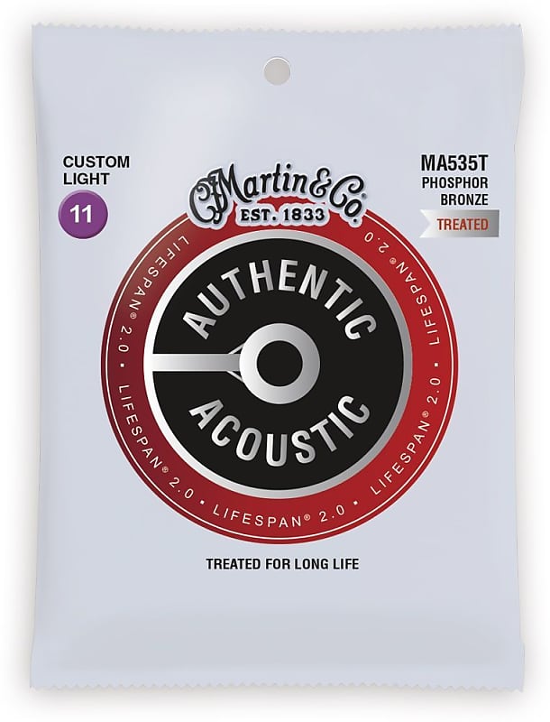Martin MA535T Authentic Acoustic Lifespan 2.0 Custom Light Strings 11-52 image 1