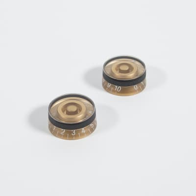 Set of 2 Hatbox Guitar speed Knobs w/ Rubber ring Grip, Non-Slip, Gold