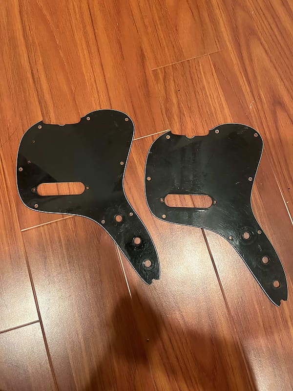 Two Vintage 1970s Fender Musicmaster bass pickguards black Reverb