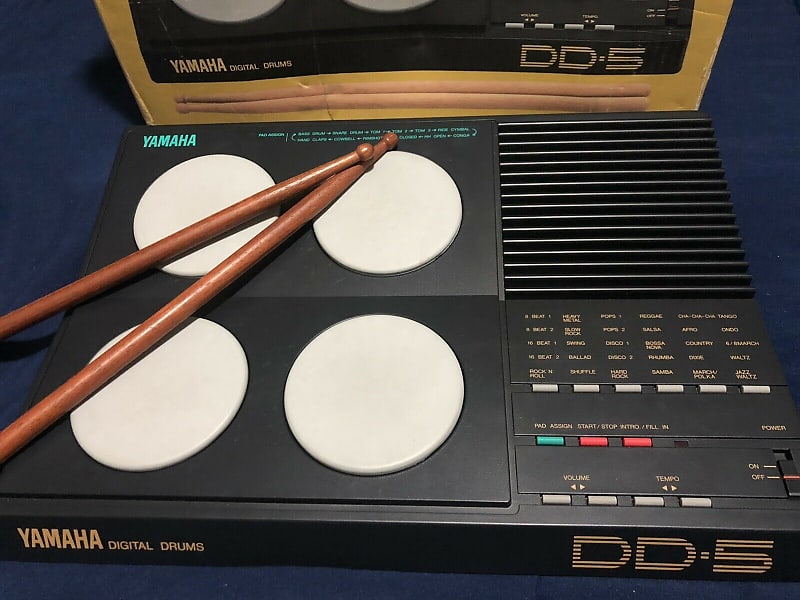 Yamaha  DD-5 Black Vintage  Digital Drums & Drumsticks 80's Vintage Drum Machine Used Tested image 1