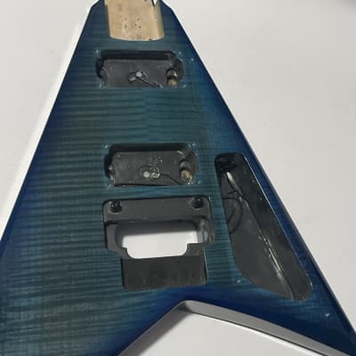 2006 MIJ Jackson RR3 RR Rhoads V Blue Flame Guitar Body Floyd Tremolo Ready image 4