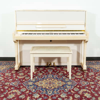 Carl Ebel Studio Upright Piano | Polished White/Ivory | SN: 45194 image 3
