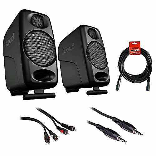 IK Multimedia iLoud Micro Monitors (Pair, Black) with RCA Male to