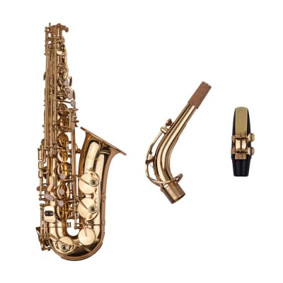 Eb Alto Saxophone Sax Brass Lacquered Gold 802 Key Type with Padded Case Gig Bag & Accessories image 5
