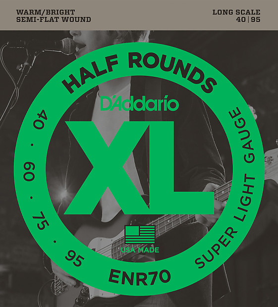 D'Addario ENR70 Half Round Bass Guitar Strings Super Light  40-95 Long Scale image 1