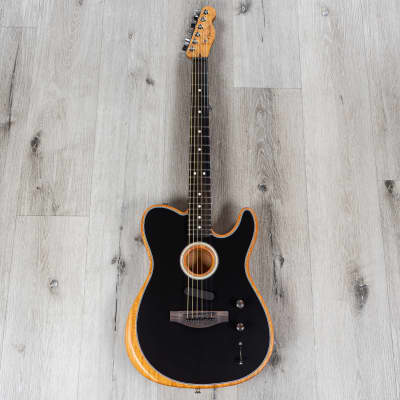 Fender American Acoustasonic Telecaster Guitar, Ebony Fingerboard, Black image 3