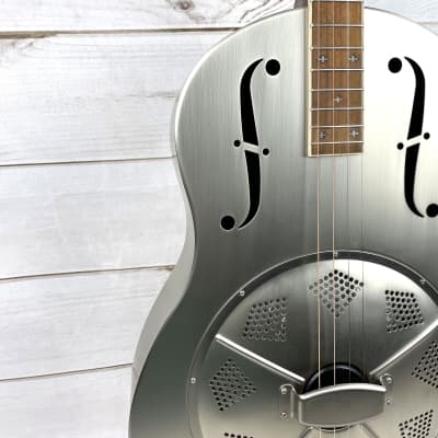 Royall Long Scale Tenor New Rough Brushed Steel Finish Brass Body Single Cone Resonator image 12