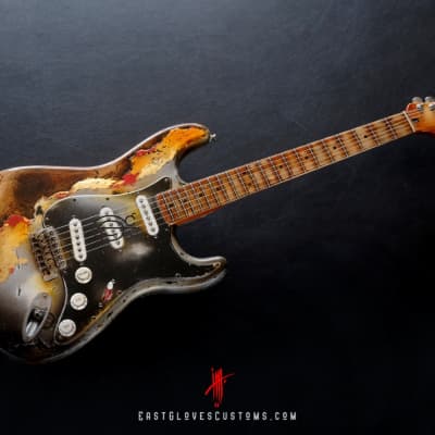 Fender Stratocaster Metallic Silver Gray/Gold Leaf Heavy Aged Relic by East Gloves Customs image 6