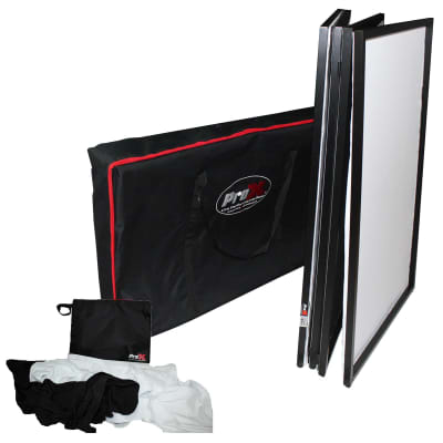 ProX XF-4X3048B Black Aluminum 4 Panel DJ Booth LED Facade & Bag image 5