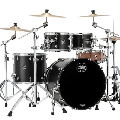 Mapex Saturn Rock 4 Piece Shell Pack Without Snare Satin Black (SR529XUFB) image 1