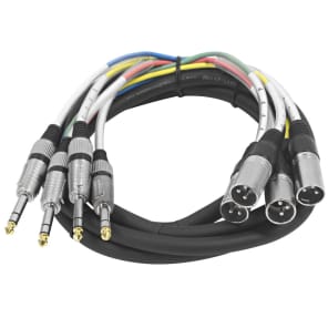 Seismic Audio SAXT-4x10M 4-Channel 1/4" TRS Male to XLR Male Snake Cable - 10'