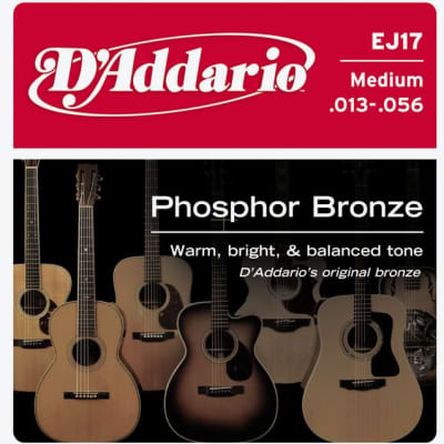 D'addario Phosphor Bronze Acoustic Guitar Medium EJ17 Strings for sale