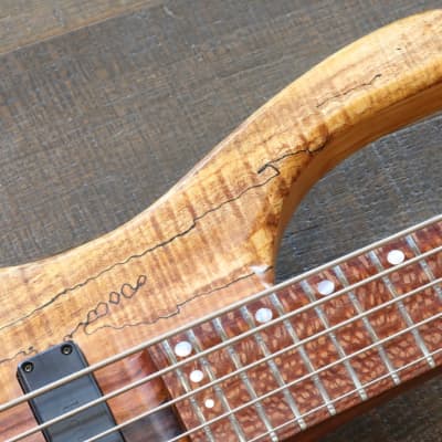 GW Custom DC-1 Neck-Thru 5-String Bass Natural Spalted Maple + OHSC image 7
