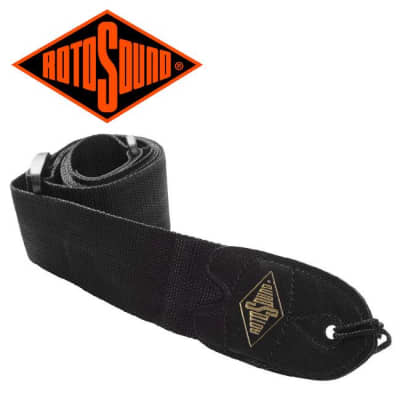 RotoSound STR1 Guitar Strap With Leather Ends For Electric/Acoustic/Bass Guitar - Black for sale