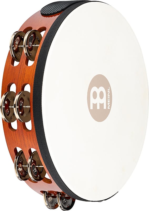 Meinl Percussion 10-inch Handheld Wood Tambourine with Head - Antique Brown image 1