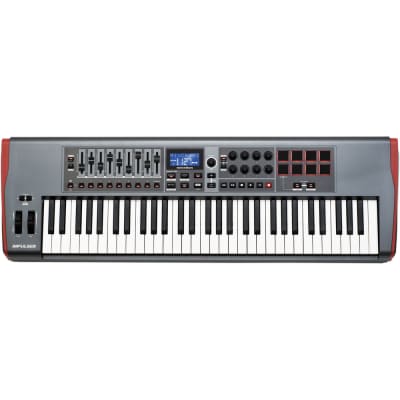 Novation Impulse 61 USB-MIDI Keyboard Controller, 61 Keys Bundle with Auray FP-P1L Sustain Pedal and 10' MIDI-MIDI Cable image 2