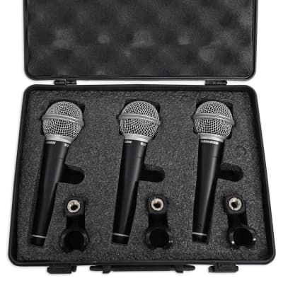 Samson R21 3-Pack Dynamic Vocal Cardioid Handheld Microphones+Mic Clips+Case image 1