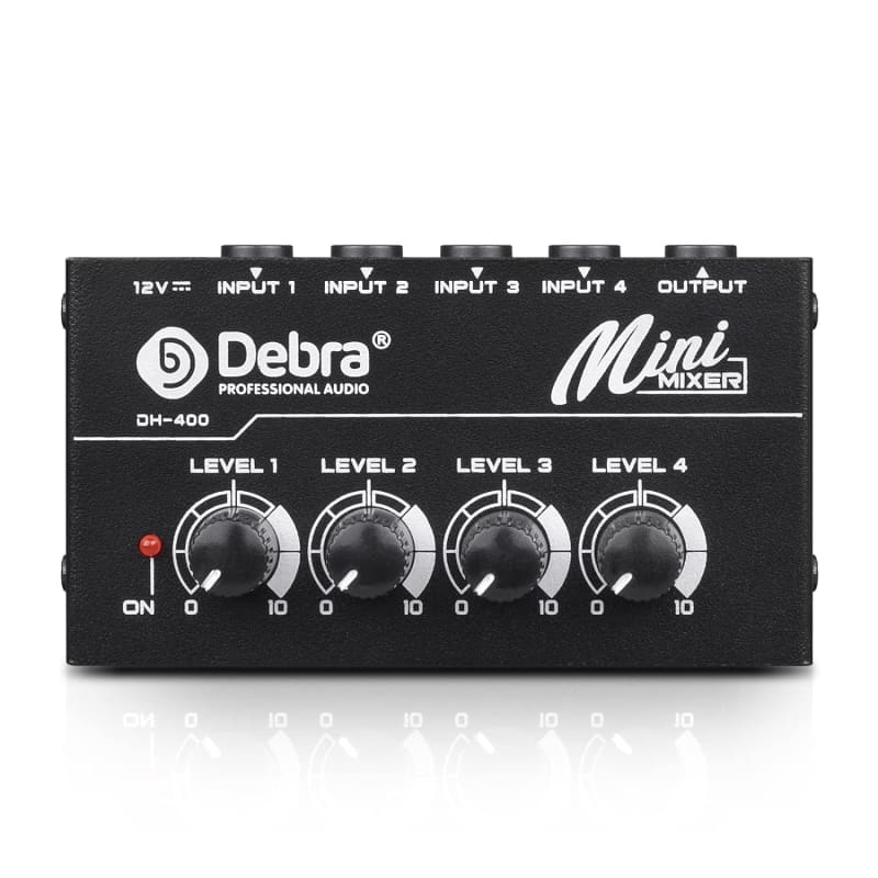 Dh-400 Audio Mixer 4-Channel Line Mixer For Sub-Mixing, Ultra Low-Noise  Mini Mixer For Microphones, Guitars, Bass, Keyboards, And Stage Sub Mixing  